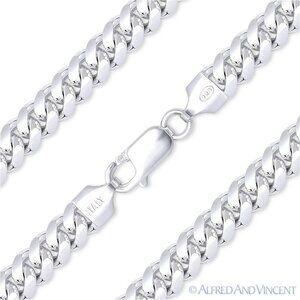 6.3mm Miami Cuban / Curb Link Chain Bracelet in .925 Sterling Silver w/ Rhodium